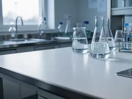 Ein steriler, klinischer Laborraum mit Edelstahloberflächen und Glasbehältern in kühlem Tageslicht. - Foto: über boerse-global.de