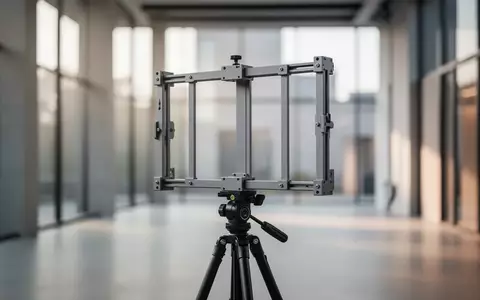 Ein minimalistisches, modulares Metallstativ-System in einem professionellen Videostudio mit weichem Tageslicht. - Foto: über boerse-global.de