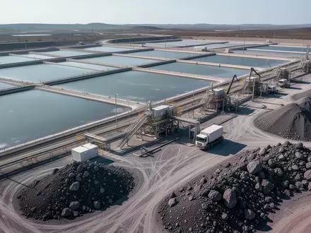 Moderne Lithium-Verarbeitungsanlage mit industriellen Becken und Rohmaterialien. - Foto: über boerse-global.de