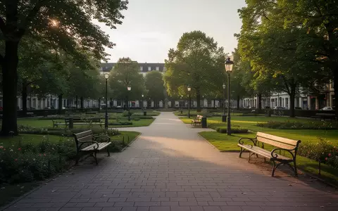 Leere Parkanlage in einer Stadt bei Tageslicht, umgeben von Gehwegen und Grünflächen. - Foto: über boerse-global.de