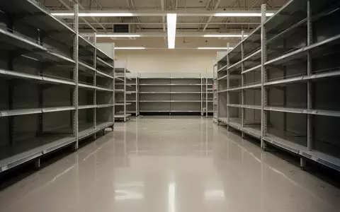 Ein leerer Gang in einem Supermarkt mit glänzendem Boden und Metallregalen in einer sachlichen, neutralen Atmosphäre. - Foto: über boerse-global.de
