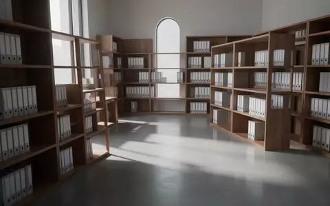 Ein minimalistisches Archiv mit leeren, ordentlich sortierten Aktenordnern in einem hellen, ruhigen Raum. - Foto: über boerse-global.de