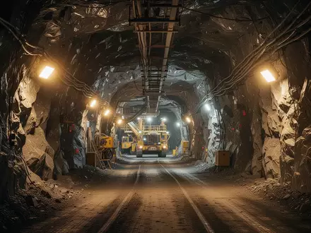 Ein moderner Untertage-Silberbergbau-Tunnel mit industrieller Beleuchtung. - Foto: über boerse-global.de