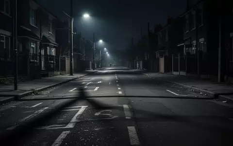 Eine menschenleere, nächtliche Wohnstraße in einer Stadt mit Straßenbeleuchtung und dunklen Schatten. - Foto: über boerse-global.de