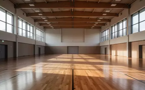 Eine leere, moderne Sporthalle mit hellem Holzboden und natürlichem Lichteinfall durch große Fenster. - Foto: über boerse-global.de