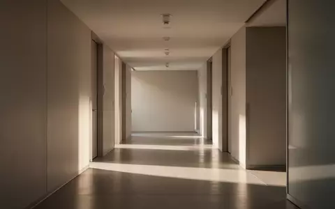 Ein minimalistischer, leerer Flur in einer modernen Gesundheitseinrichtung mit sanftem Tageslicht und neutralen Architekturformen. - Foto: über boerse-global.de