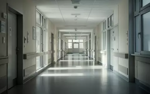 Leerer, moderner Krankenhausflur einer deutschen Universitätsklinik mit heller Beleuchtung und steriler Architektur. - Foto: über boerse-global.de