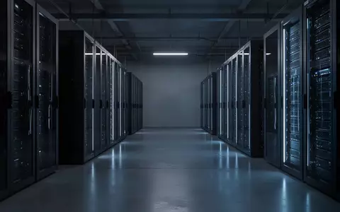 Moderne Serverinfrastruktur in einem minimalistisch gestalteten, blau beleuchteten Rechenzentrum. - Foto: über boerse-global.de