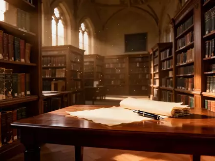 Ein ruhiger, sonnendurchfluteter Lesesaal in einer Universitätsbibliothek mit hohen Bücherregalen und einem leeren Holztisch. - Foto: über boerse-global.de