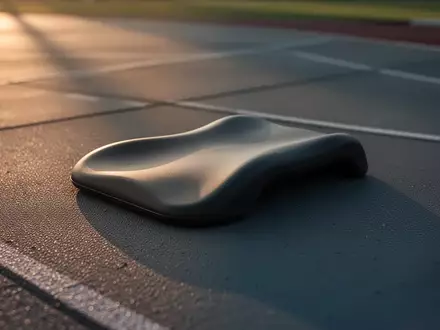 Nahaufnahme einer ergonomischen Materialtextur auf einem dunklen Sportplatz bei Tagesanbruch. - Foto: über boerse-global.de