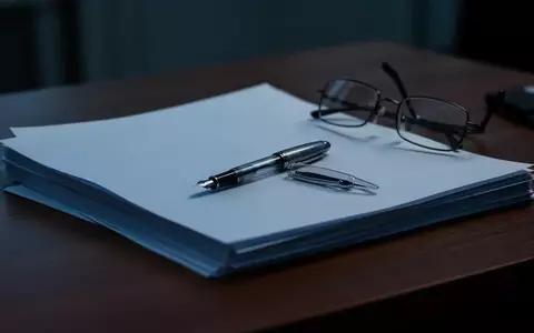 Symbolbild: Papierstapel, Füller und Brille auf dem Schreibtisch - Foto: über boerse-global.de
