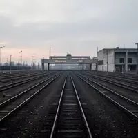 Ein weitläufiger, leerer Güterbahnhof mit stählernen Schienen, die in die Ferne führen, bei Dämmerung. - Foto: über boerse-global.de