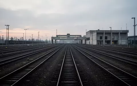 Ein weitläufiger, leerer Güterbahnhof mit stählernen Schienen, die in die Ferne führen, bei Dämmerung. - Foto: über boerse-global.de