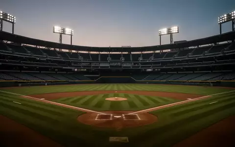 Ein leeres Baseballstadion bei Dämmerung mit beleuchtetem Spielfeld unter Flutlicht. - Foto: über boerse-global.de