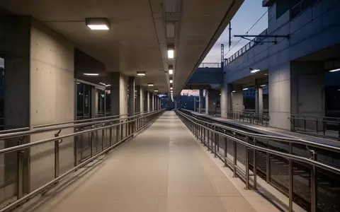 Ein leerer Bahnsteig bei Dämmerung mit moderner Architektur und sachlicher Beleuchtung. - Foto: über boerse-global.de