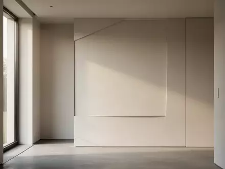 Ein minimalistischer Flur in einem Wohnhaus mit neutraler Wandgestaltung und hellem, natürlichem Tageslicht. - Foto: über boerse-global.de