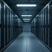 Ein dunkler, steriler Serverraum mit langen Reihen metallischer Racks in einem modernen Rechenzentrum. - Foto: über boerse-global.de
