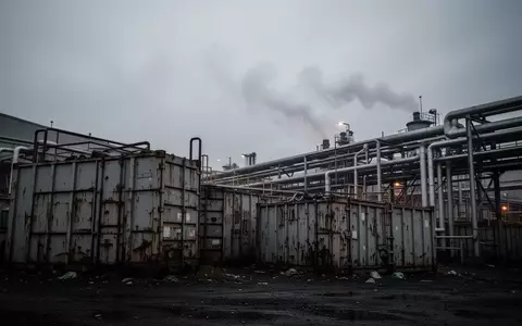 Industrielles Betriebsgelände mit großen Metallcontainern und Rohrleitungssystemen unter einem grauen Himmel. - Foto: über boerse-global.de