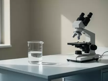 Ein steriler Labortisch mit medizinischen Instrumenten und einem Glasgefäß in einem hellen, neutralen Raum. - Foto: über boerse-global.de