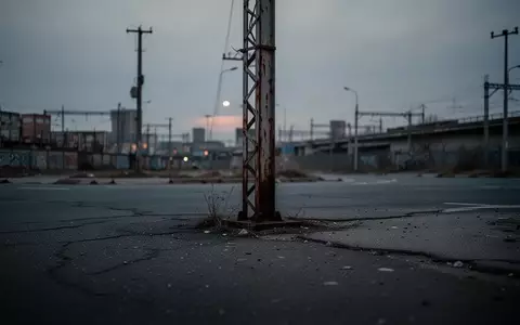 Eine verlassene Straßenkreuzung bei Dämmerung mit einem metallenen Versorgungsmast unter einem bewölkten Himmel. - Foto: über boerse-global.de