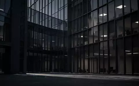Dunkles, modernes Bürogebäude in der Dämmerung mit scharfen architektonischen Linien und einer kühlen, leeren Atmosphäre. - Foto: über boerse-global.de