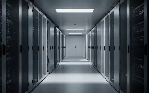 Ein minimalistisch gestalteter, moderner Serverraum mit kühler Beleuchtung und klaren architektonischen Linien. - Foto: über boerse-global.de
