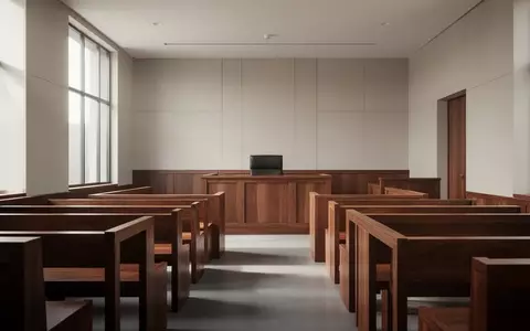 Ein minimalistisch gestalteter Gerichtssaal mit polierten Holzbänken und hellem Tageslicht. - Foto: über boerse-global.de