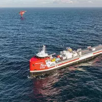 Das Transportschiff Carbon Destroyer 1 bringt das flüssige CO2 zur ausgedienten Ölplattform Nini West in der Nordsee vor Dänemark. (Handout) - Foto: Handout / Berlin/INEOS Energy/dpa