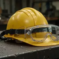 Symbolbild: Schutzhelm und Schutzbrille auf einer Werkbank - Foto: über boerse-global.de