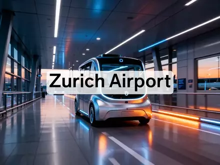 Autonomes Shuttle auf einer modernen Flughafenterminal-Fläche bei atmosphärischer Beleuchtung. - Foto: über boerse-global.de