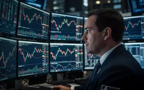 Ein Börsenhändler vor Monitoren mit Aktienkursverläufen an einem Triple Witching Day. - Foto: über boerse-global.de