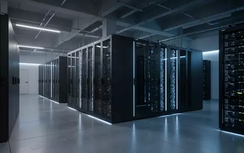 Ein moderner, minimalistischer Serverraum mit geordneten Racks in gedimmtem blauem Licht, der technologische Infrastruktur symbolisiert. - Foto: über boerse-global.de
