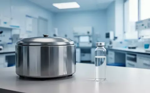 Ein steriler Labortisch mit medizinischen Geräten und einem Glasfläschchen in einer modernen Forschungseinrichtung. - Foto: über boerse-global.de