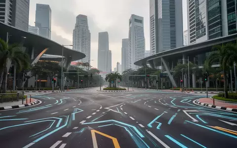 Eine moderne Straßenkreuzung in Singapur bei bewölktem Wetter mit städtischer Architektur im Hintergrund. - Foto: über boerse-global.de