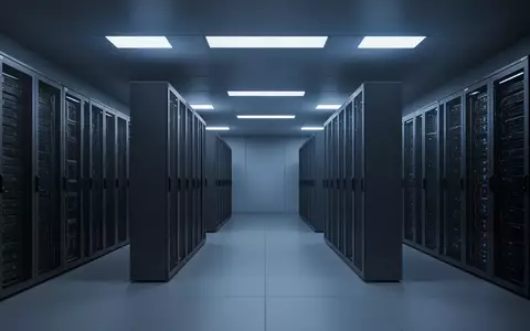 Moderne Serverinfrastruktur in einem minimalistischen Rechenzentrum mit blauer Beleuchtung. - Foto: über boerse-global.de