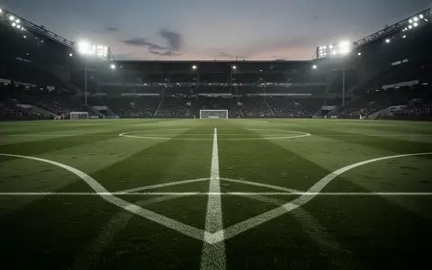 Ein unbespieltes, perfekt gepflegtes FuĂballfeld bei DĂ€mmerung unter Flutlicht. - Foto: ĂŒber boerse-global.de