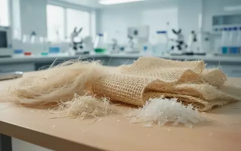 Nahaufnahme von verarbeiteten Bambusfasern und Kitosan-Material auf einem Labortisch zur medizinischen Textilforschung. - Foto: über boerse-global.de