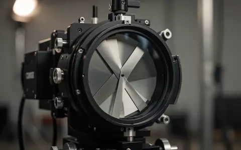 Nahaufnahme eines feinmechanischen Blendenmechanismus mit Metalllamellen in einer professionellen Filmumgebung. - Foto: über boerse-global.de