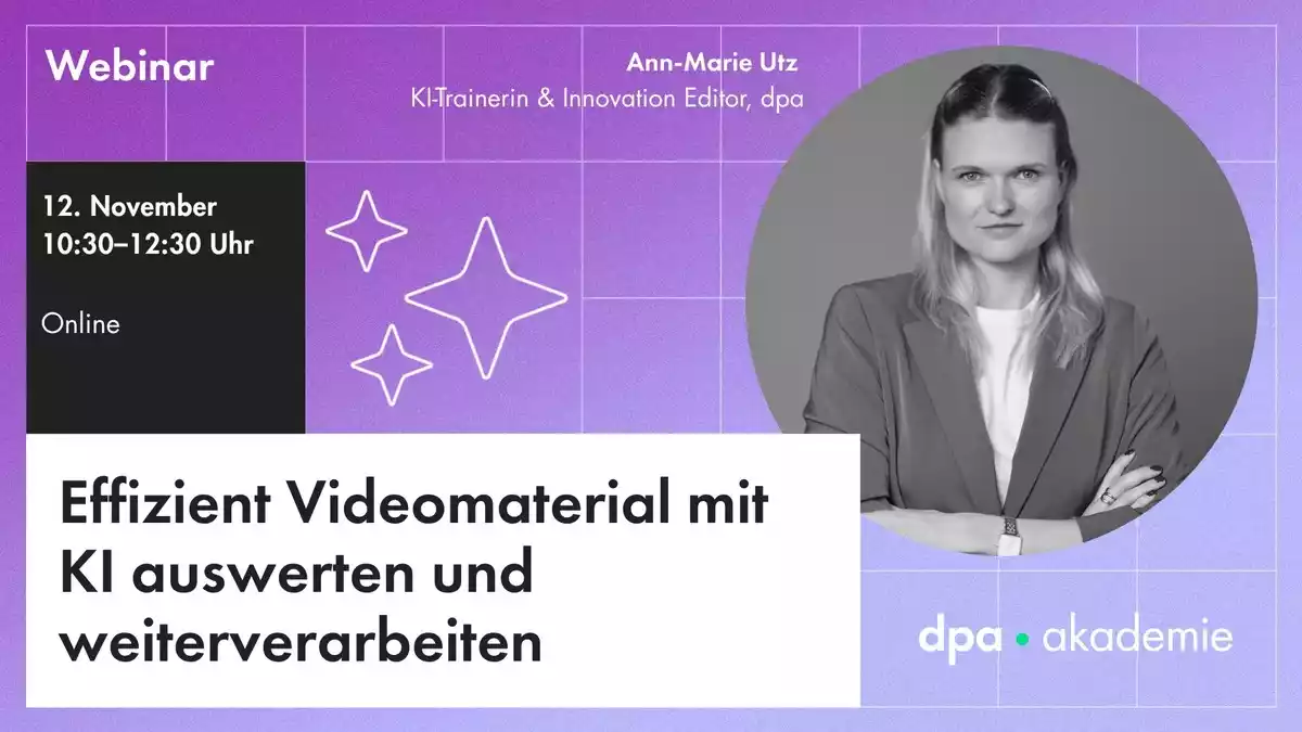 Video-Analyse mit KI-Tools für Redaktionen l dpa-Akademie - Bild: presseportal.de