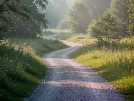 Ein malerischer Feldweg, der durch ein grünes Naturschutzgebiet führt, bei sanftem Morgenlicht. - Foto: über boerse-global.de
