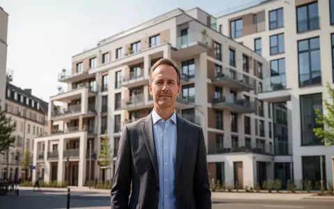 Ein Immobilienentwickler vor einem modernen Wohngebäude bei Tageslicht. - Foto: über boerse-global.de
