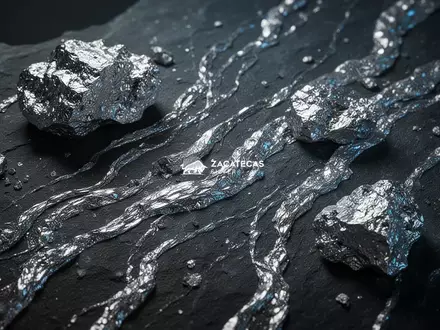 Glänzende Silbererzstrukturen und metallische Adern in einem dunklen Gesteinsblock als Symbol für den Edelmetallmarkt. - Foto: über boerse-global.de
