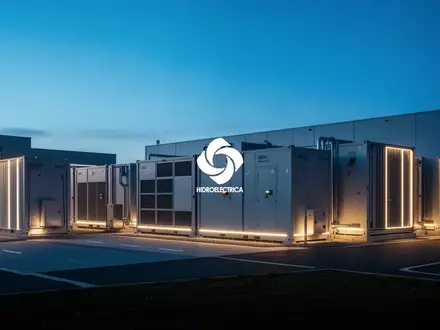 Moderne Batteriespeicheranlage in einer minimalistischen Industrielandschaft bei Dämmerung. - Foto: über boerse-global.de