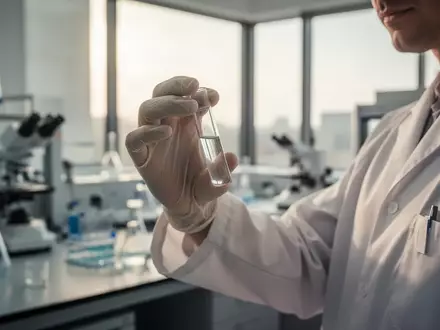 Wissenschaftler in einem modernen Labor hält ein Reagenzglas in der Hand - Foto: über boerse-global.de