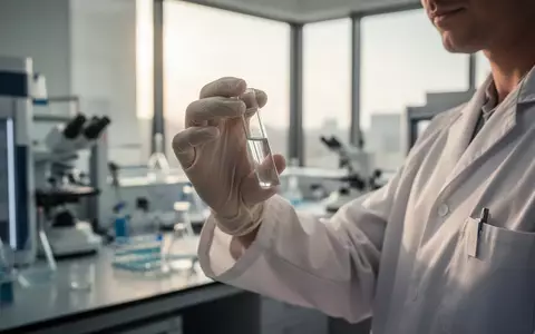 Wissenschaftler in einem modernen Labor hält ein Reagenzglas in der Hand - Foto: über boerse-global.de