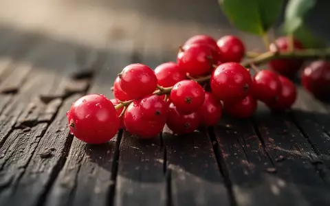 Rote Schisandra-Beeren auf einer dunklen Holzoberfläche in einer Nahaufnahme. - Foto: über boerse-global.de