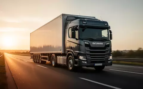 Ein moderner Lastwagen auf einer Autobahn bei Sonnenuntergang als Symbol für Logistik und Transport. - Foto: über boerse-global.de