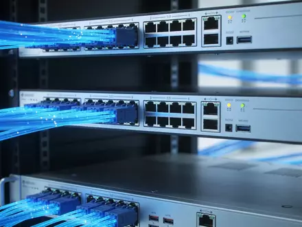 Moderne Serveranlage in einem Rechenzentrum mit leuchtenden Glasfaserkabeln und Hochleistungs-Hardware. - Foto: über boerse-global.de