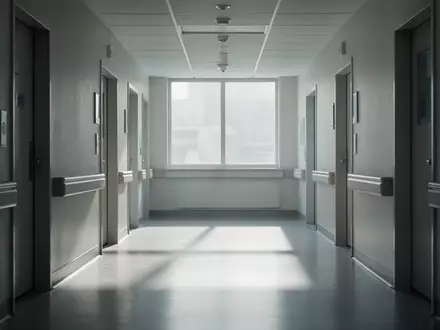 Ein steriler, minimalistischer Krankenhausflur mit einfallendem Tageslicht und klaren architektonischen Linien. - Foto: über boerse-global.de