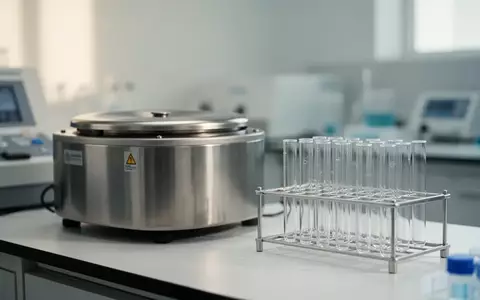 Ein steriler Labortisch mit Glas-Reagenzgläsern und medizinischen Analysegeräten in einer hellen, klinischen Umgebung. - Foto: über boerse-global.de